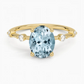 Anillo de compromiso, forma oval, con aguamarina, Joyería Bruzzone