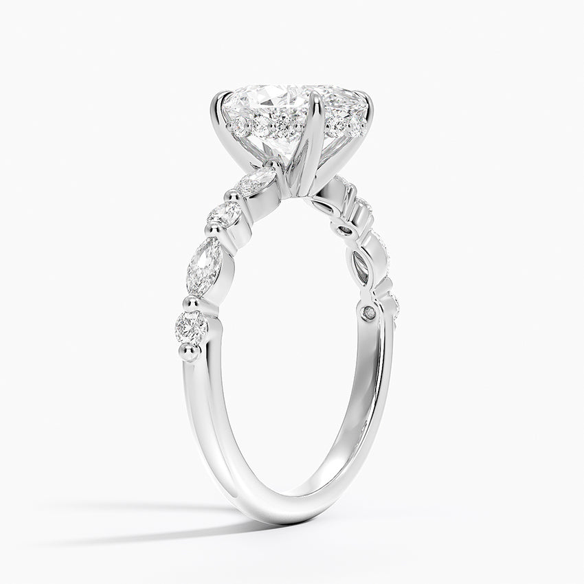 Anillo de compromiso Oval Isabella Oro Blanco