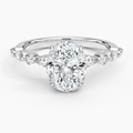 Anillo de compromiso, forma oval, en oro blanco, Joyería Bruzzone