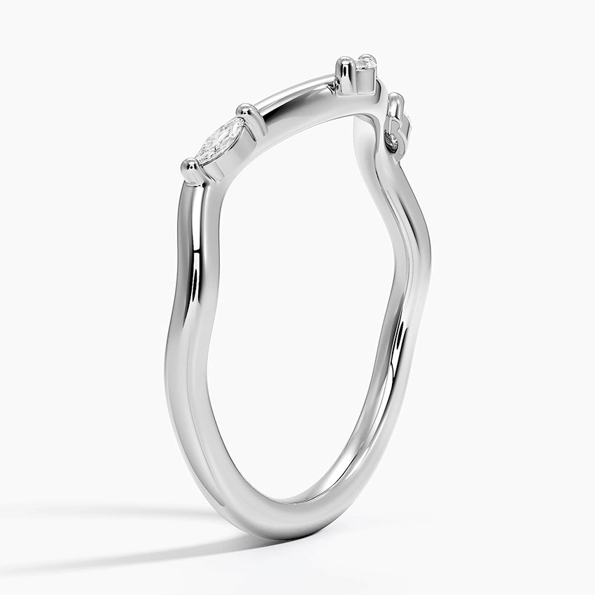 Argolla de matrimonio curvo tres piedras