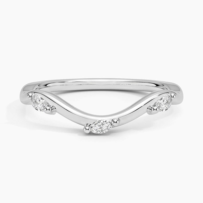 Argolla de matrimonio curvo tres piedras