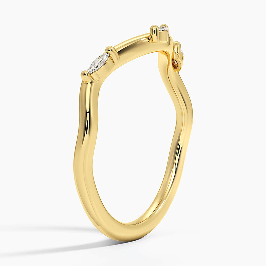 Argolla de matrimonio curvo tres piedras