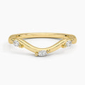 Argolla de matrimonio argollas curvas y tres piedras, en oro amarillo, Joyería Bruzzone