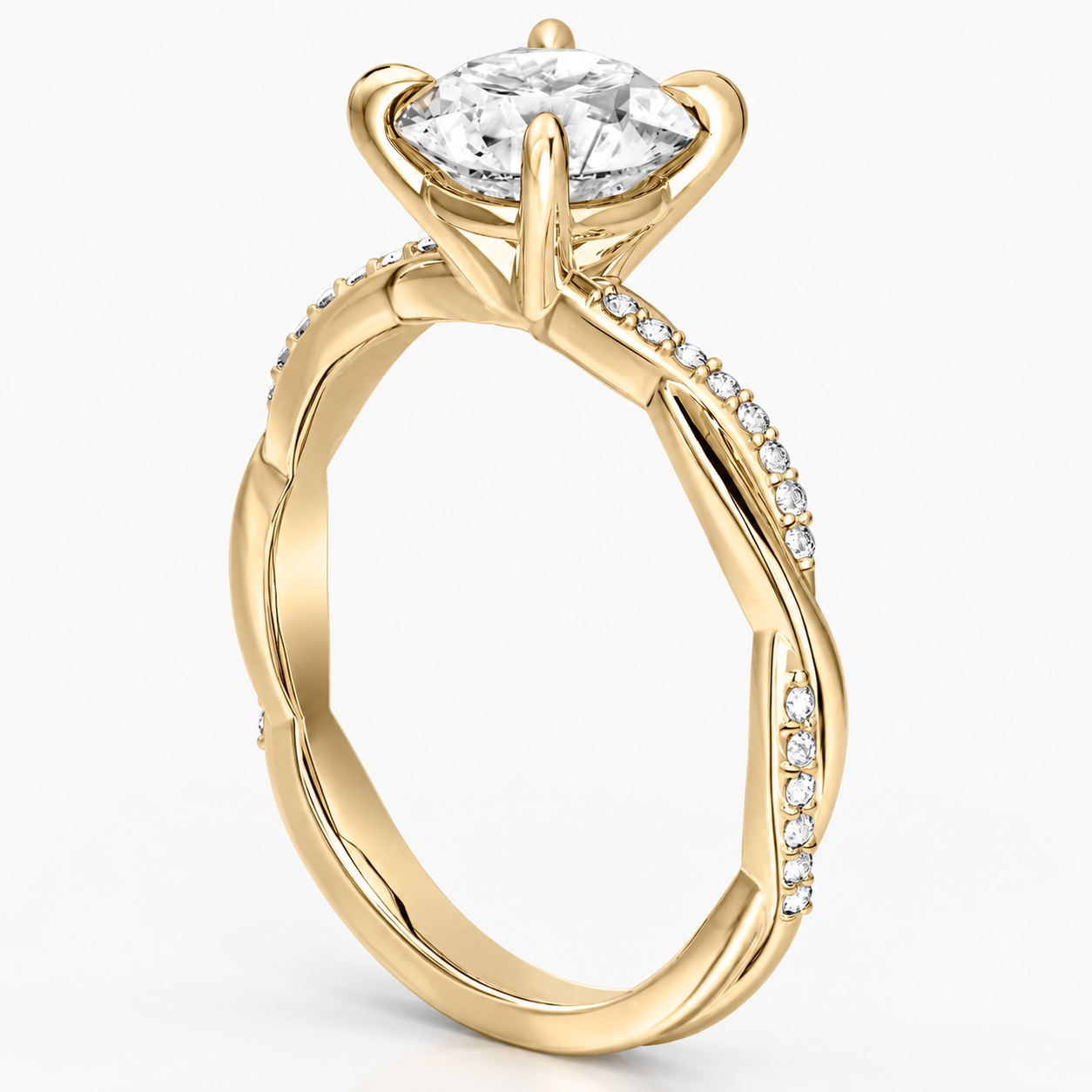 Anillo de compromiso solitario pave infinito