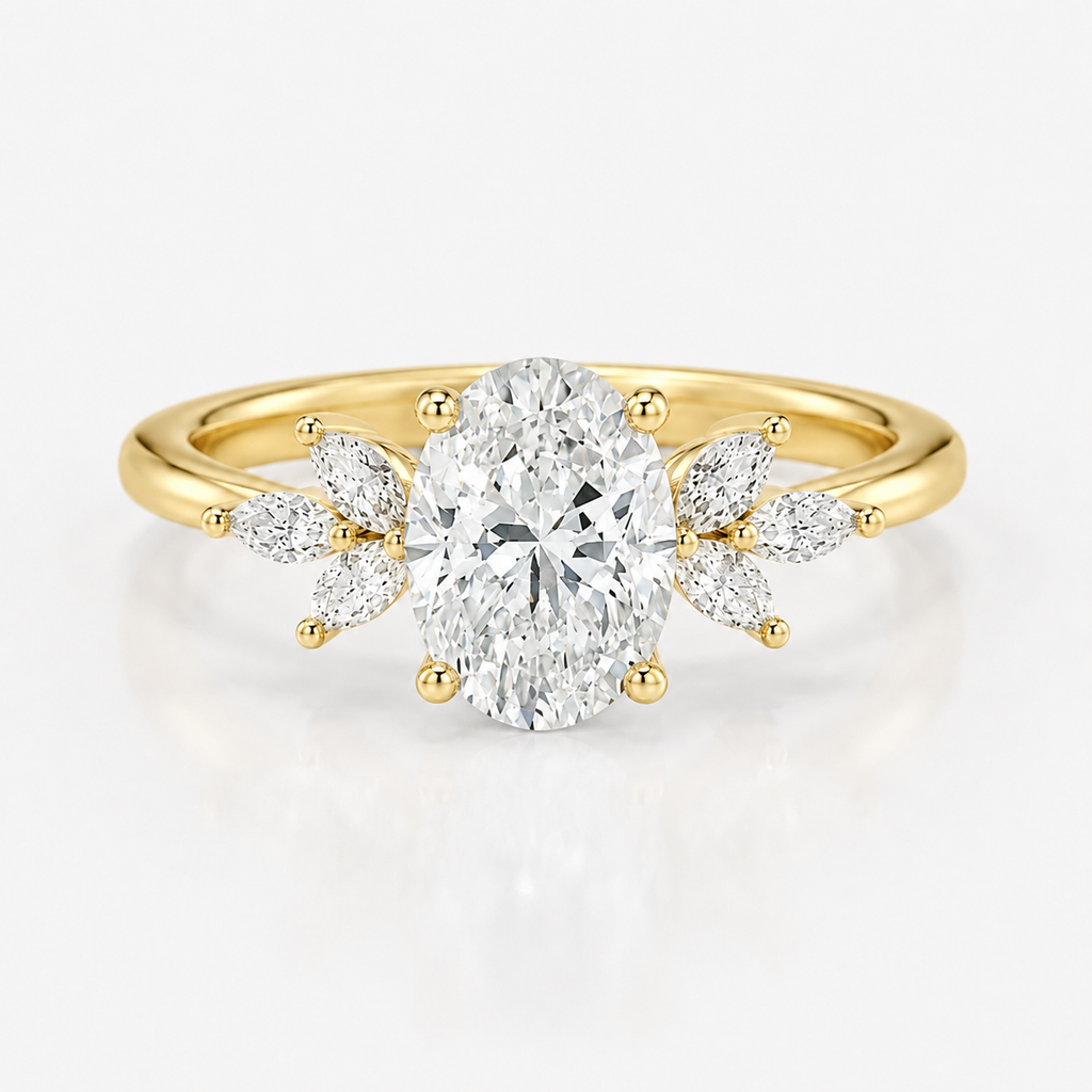 Anillo de compromiso naturaleza Oval Olive Oro amarillo