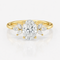 Anillo de compromiso, forma oval, con zafiro, en oro amarillo, Joyería Bruzzone
