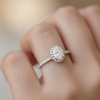Anillo de compromiso halo oval