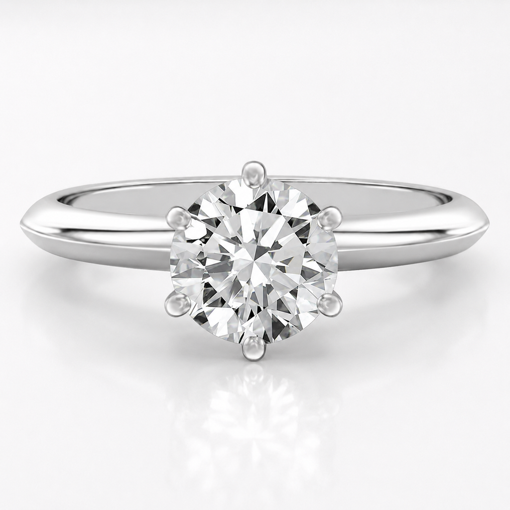 Anillo de compromiso solitario Sofia Oro blanco