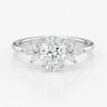 Anillo de compromiso, forma oval, en oro blanco, Joyería Bruzzone