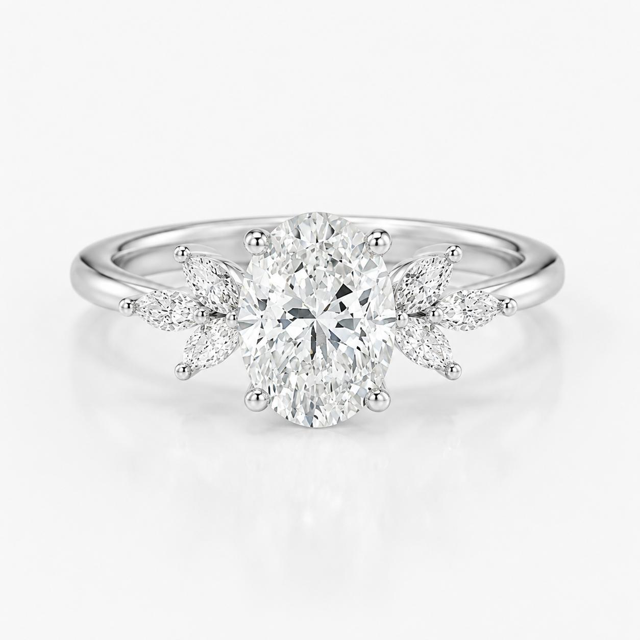 Anillo de compromiso naturaleza Oval Olive Oro blanco
