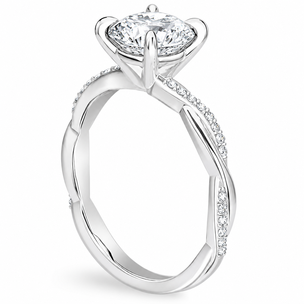 Anillo de compromiso solitario Oval pave infinito oro blanco