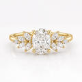 Anillo de compromiso, forma oval, en oro amarillo, Joyería Bruzzone