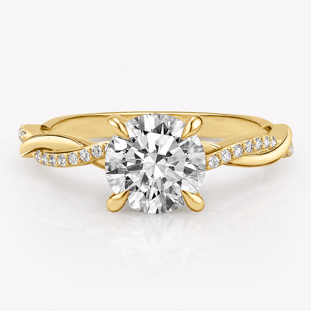 Anillo de compromiso solitario pave infinito