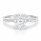 Anillo de compromiso solitario Oval pave infinito oro blanco