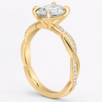 Anillo de compromiso solitario esmeralda pave infinito Oro amarillo