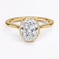 Anillo de compromiso solitario y bezel, forma oval, Joyería Bruzzone