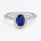 Anillo de compromiso zafiro halo