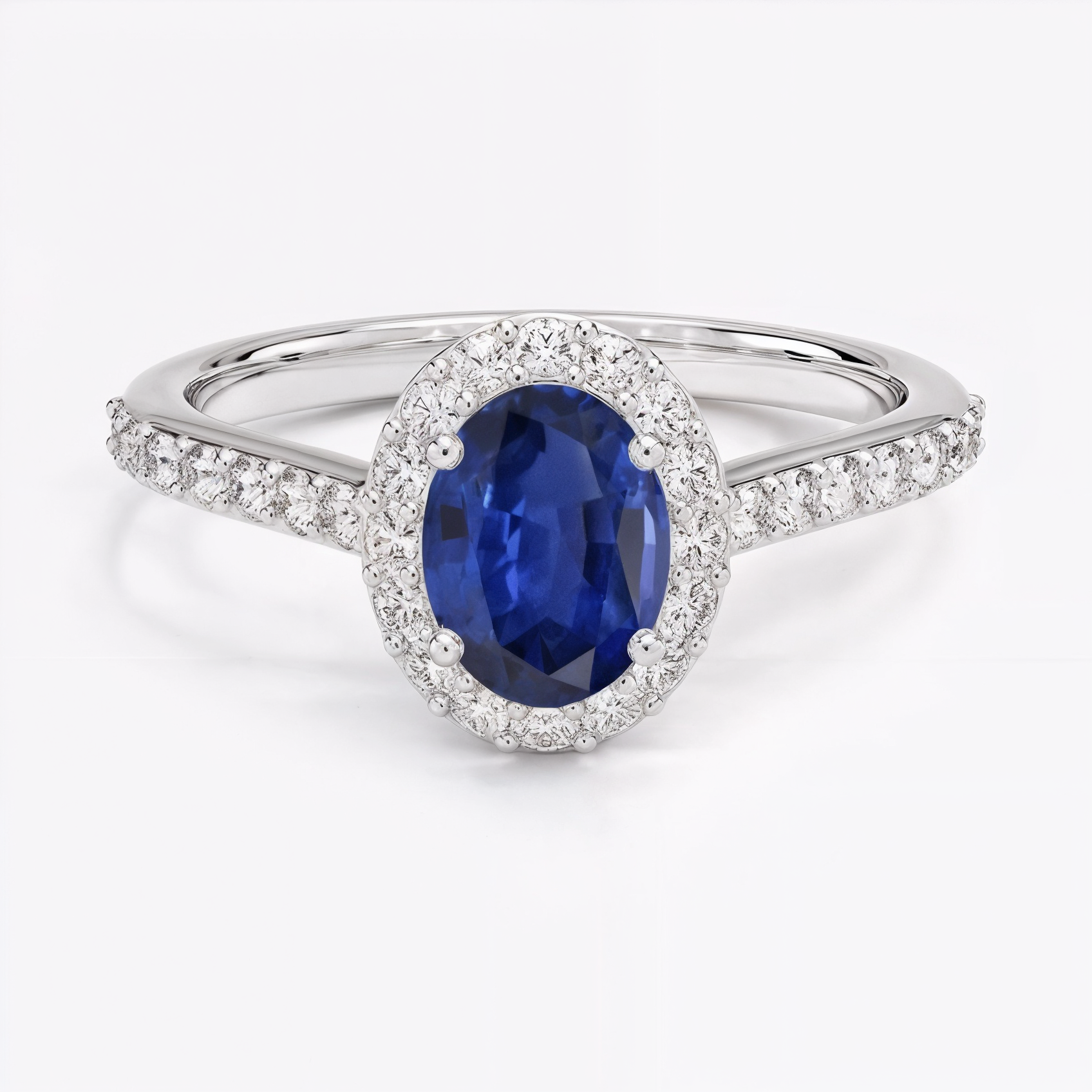 Anillo de compromiso zafiro halo