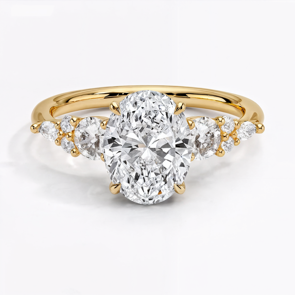 Anillo de compromiso oval naturaleza