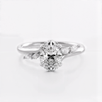 Anillo de compromiso oval curvo oro blanco