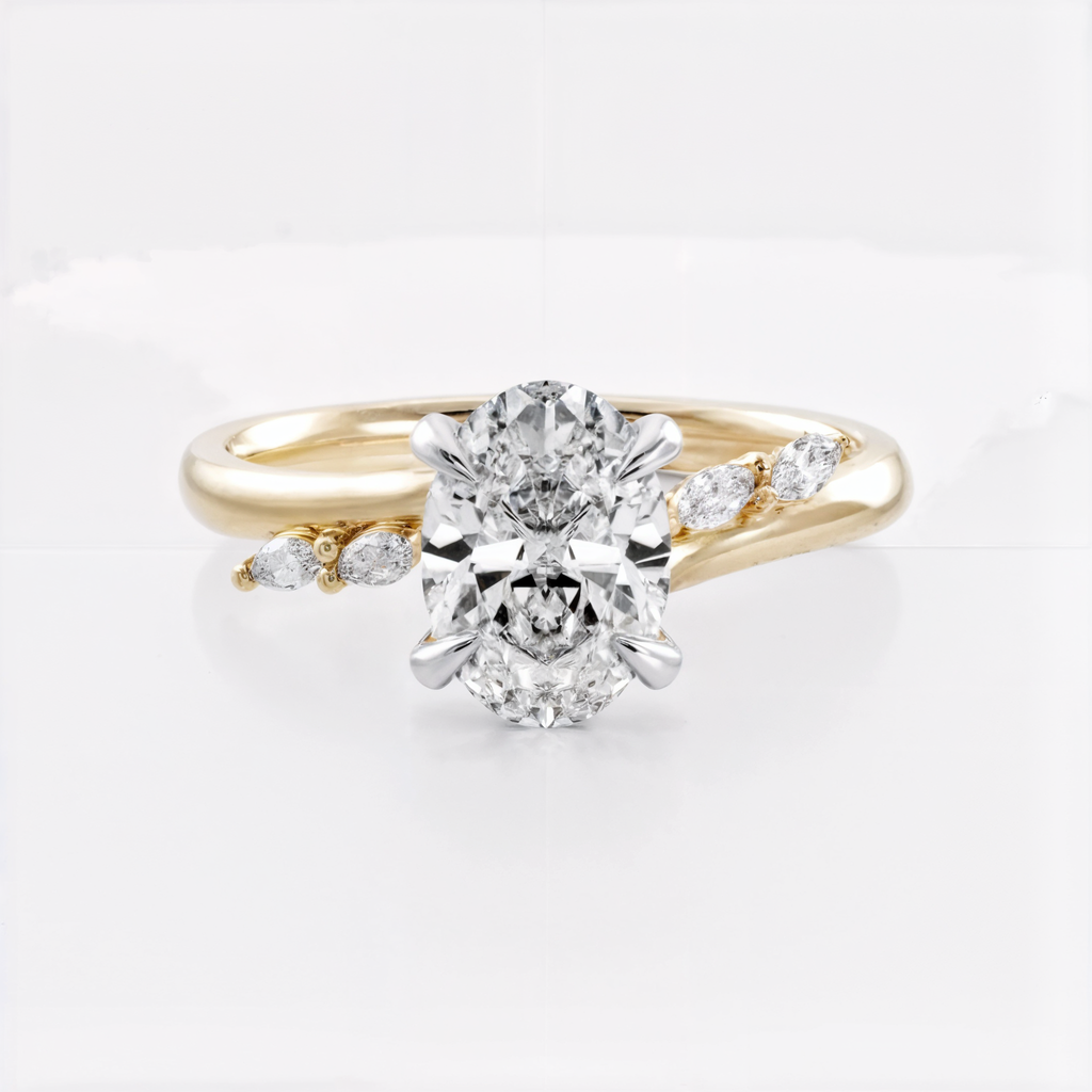 Anillo de compromiso, forma oval, Joyería Bruzzone