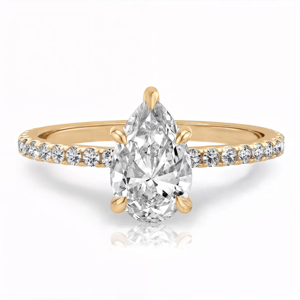 Anillo de compromiso solitario gota pave