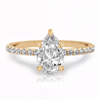 Anillo de compromiso solitario y pavé, forma gota, Joyería Bruzzone