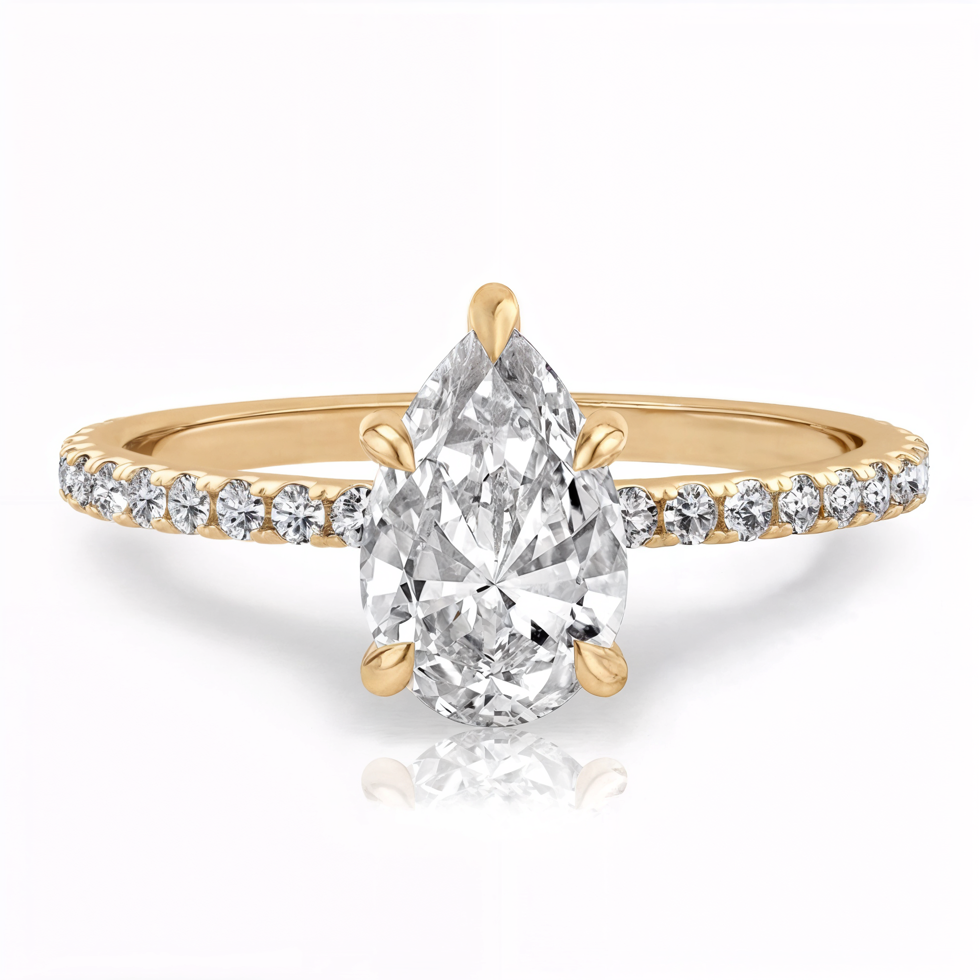 Anillo de compromiso solitario gota pave