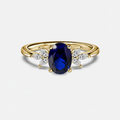 Anillo de compromiso naturaleza Oval Zafiro Oro amarillo