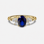 Anillo de compromiso naturaleza Oval Zafiro Oro amarillo