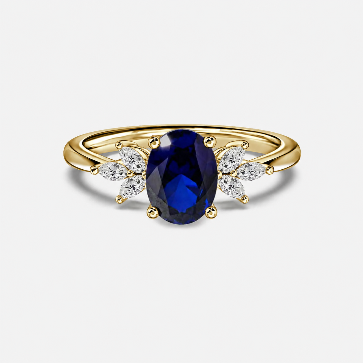 Anillo de compromiso naturaleza Oval Zafiro Oro amarillo