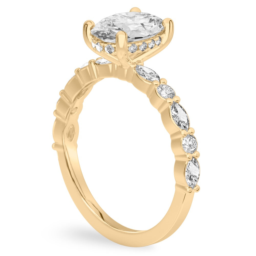 Anillo de compromiso oval pave