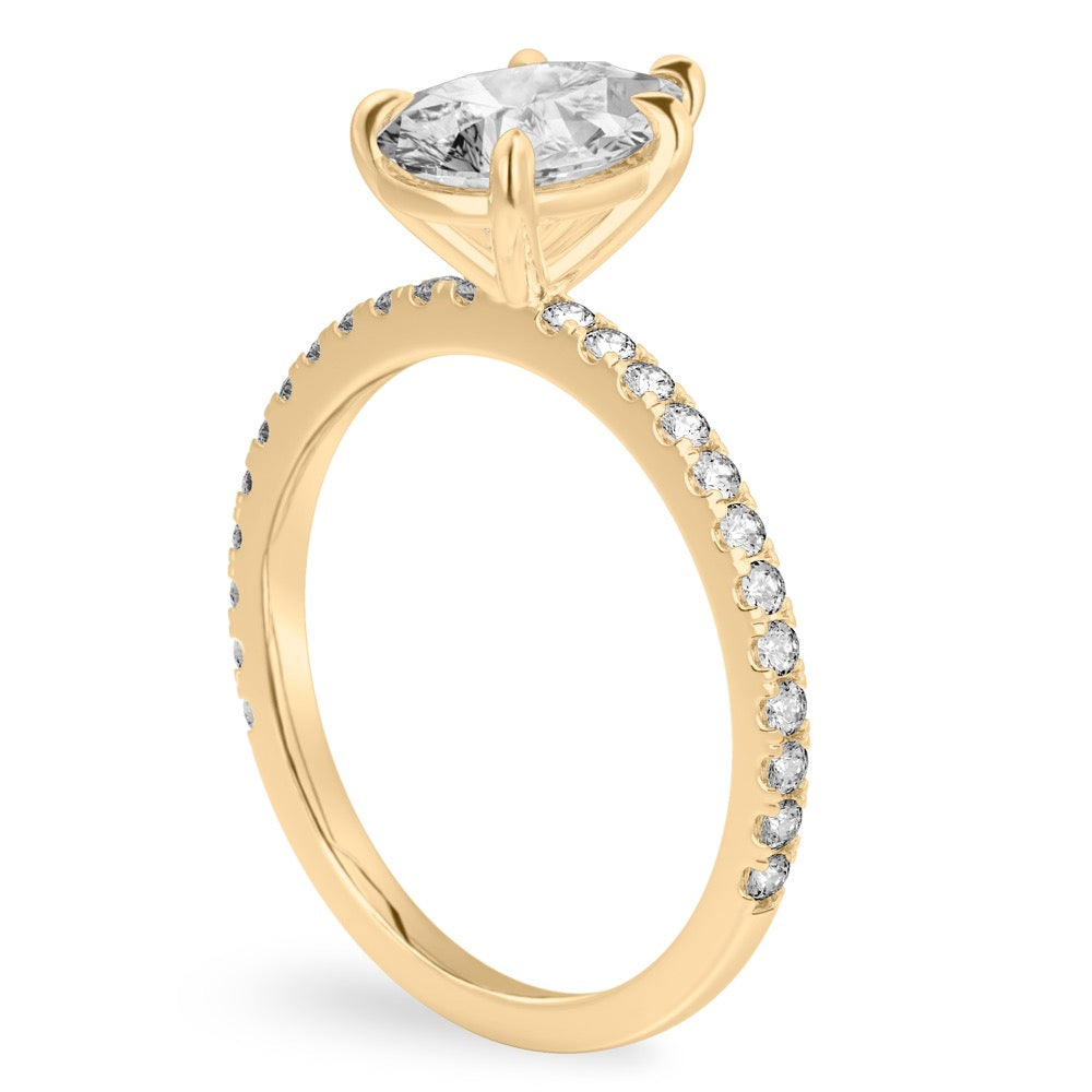 Anillo de compromiso solitario gota pave